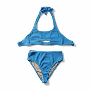 Shade & Shore Women’s Bright Blue Halter Bikini Set Size Medium
